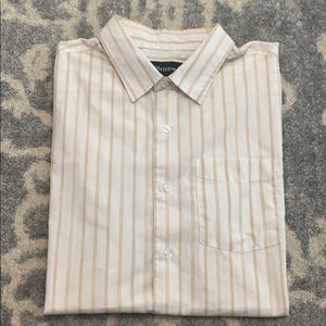 Brixton Tan & White Striped Button Up Large